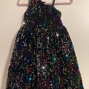 Grace Karin one shoulder puffy skirt formal dress with rainbow sequins size 8
